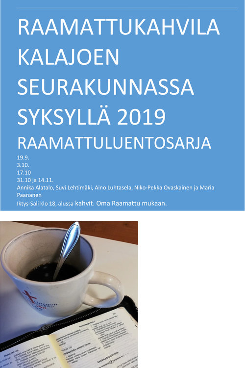 Raamattukahvila käynnistyy syyskuussa