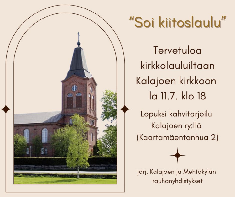 Kirkkolauluilta 11.7.2026 Kalajoen kirkossa