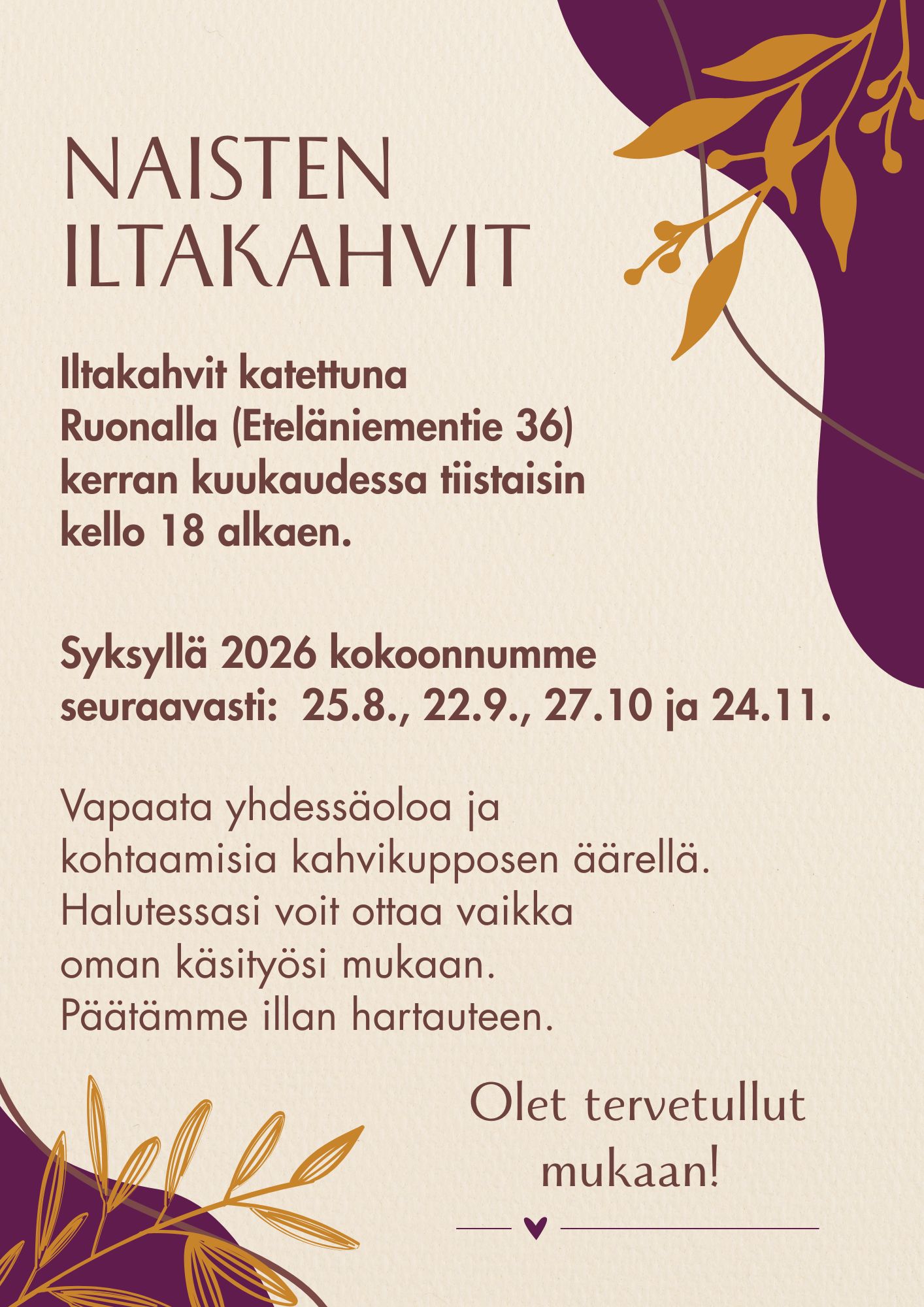 naisten iltakahvit