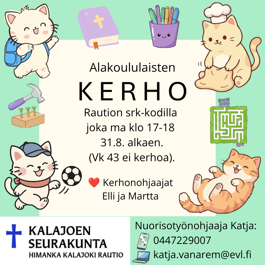 Raution kerho alakoululaisille srk-kodilla joka ma klo 17-18.