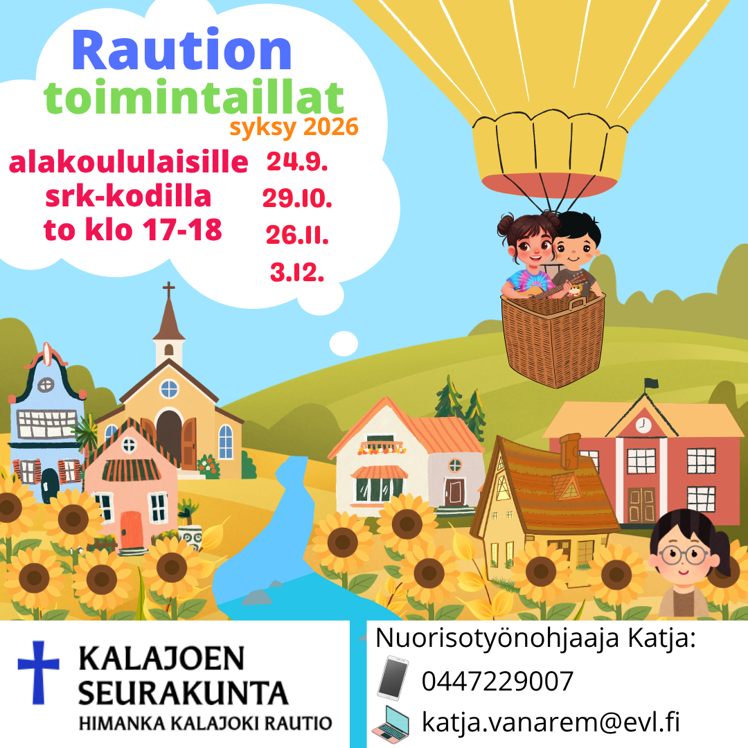 Raution toimintaillat alakoululaisille srk-kodilla klo 17-18.