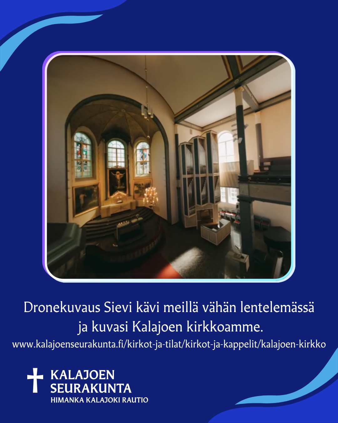 Kalajoen kirkko dronella kuvattuna